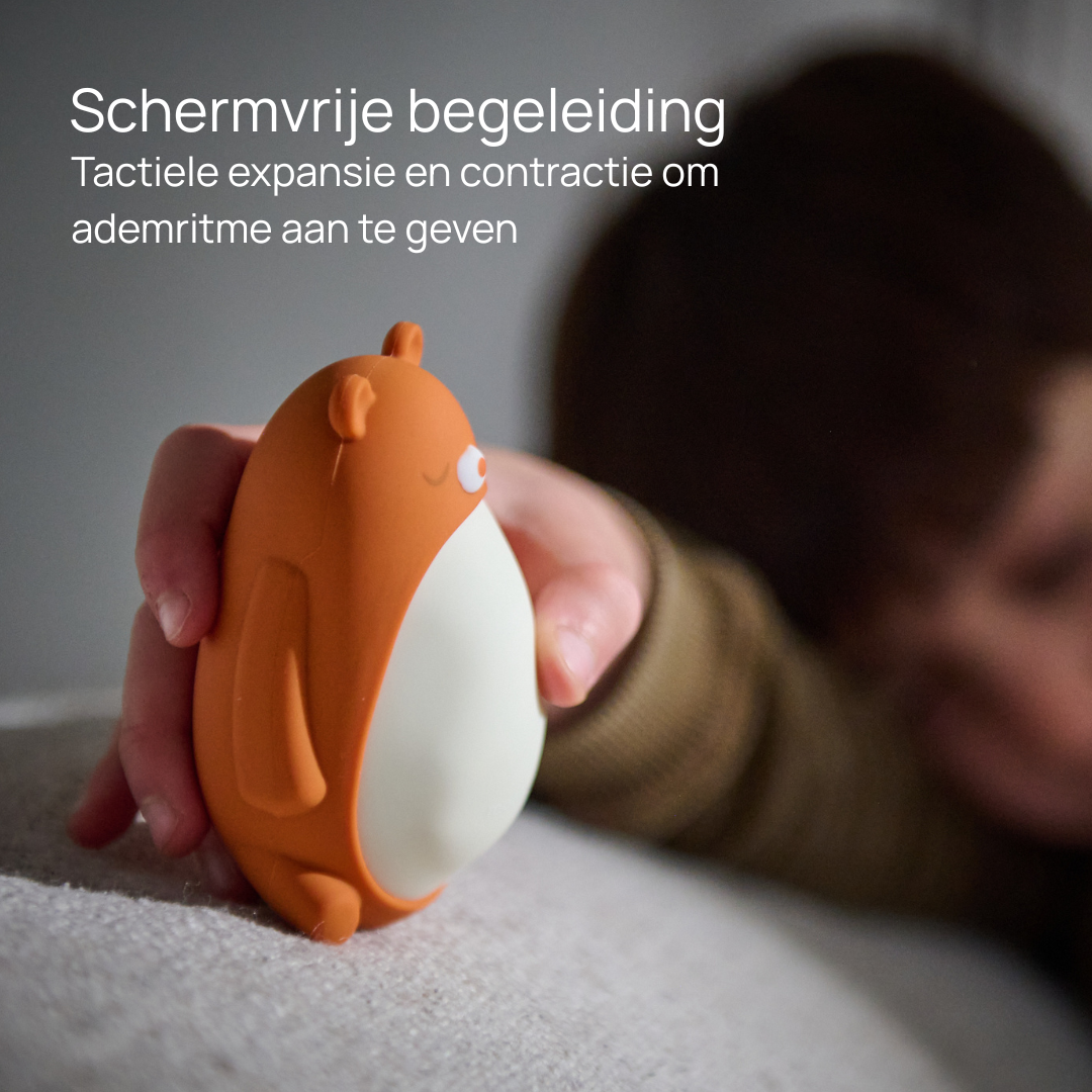 moonbuddy screen-free guidance with child - orange bear